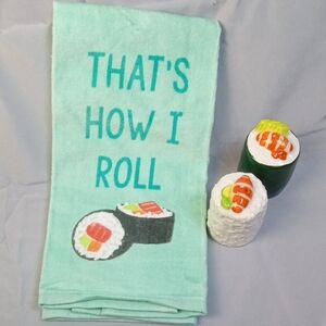 🏠🍒 Ritz Mint Green Sushi Kitchen Dishtowel Set